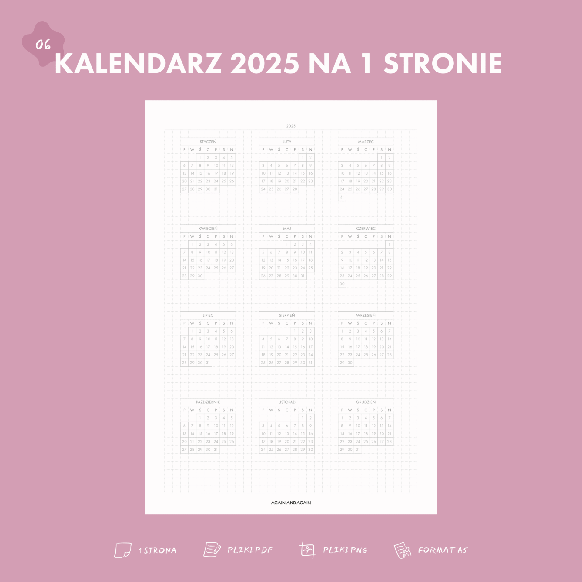 06 Kalendarz Roczny Na Jednej Stronie 00 06 Kalendarz Roczny Na Jednej Stronie 00